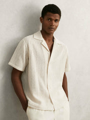 Cotton-Blend Crochet Shirt Off White | Mens
