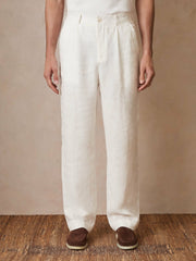 | Ché Linen Wide-Leg Trousers White | Mens