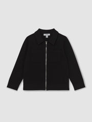 13-14 yrs Knitted Zip-Through Cardigan Black | Children