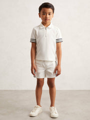 9-13 yrs Textured Half Zip Polo Shirt White | Children