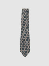 Silk Medallion Print Tie Indigo Melange | Mens