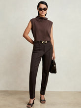 Petite Pintuck Tapered Trousers Chocolate Brown | Womens