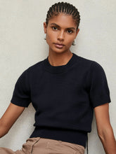 Cotton And Wool Crew-Neck Top Navy | Womens