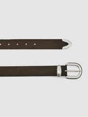 Suede Western-Style Belt Dark Brown | Mens