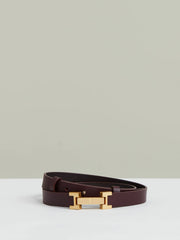 Leather Square Hinge Belt Burgundy | Womens
