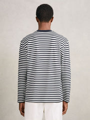 Striped Crew-Neck T-Shirt Navy/White | Mens