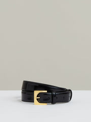 Suede Square Buckle Belt Black | Womens