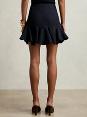 Ruffle-Hem Mini Skirt Navy | Womens
