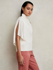 One-Shoulder Draped Top Ivory | Womens
