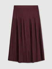 Pleated Midi Skirt Burgundy | Womens