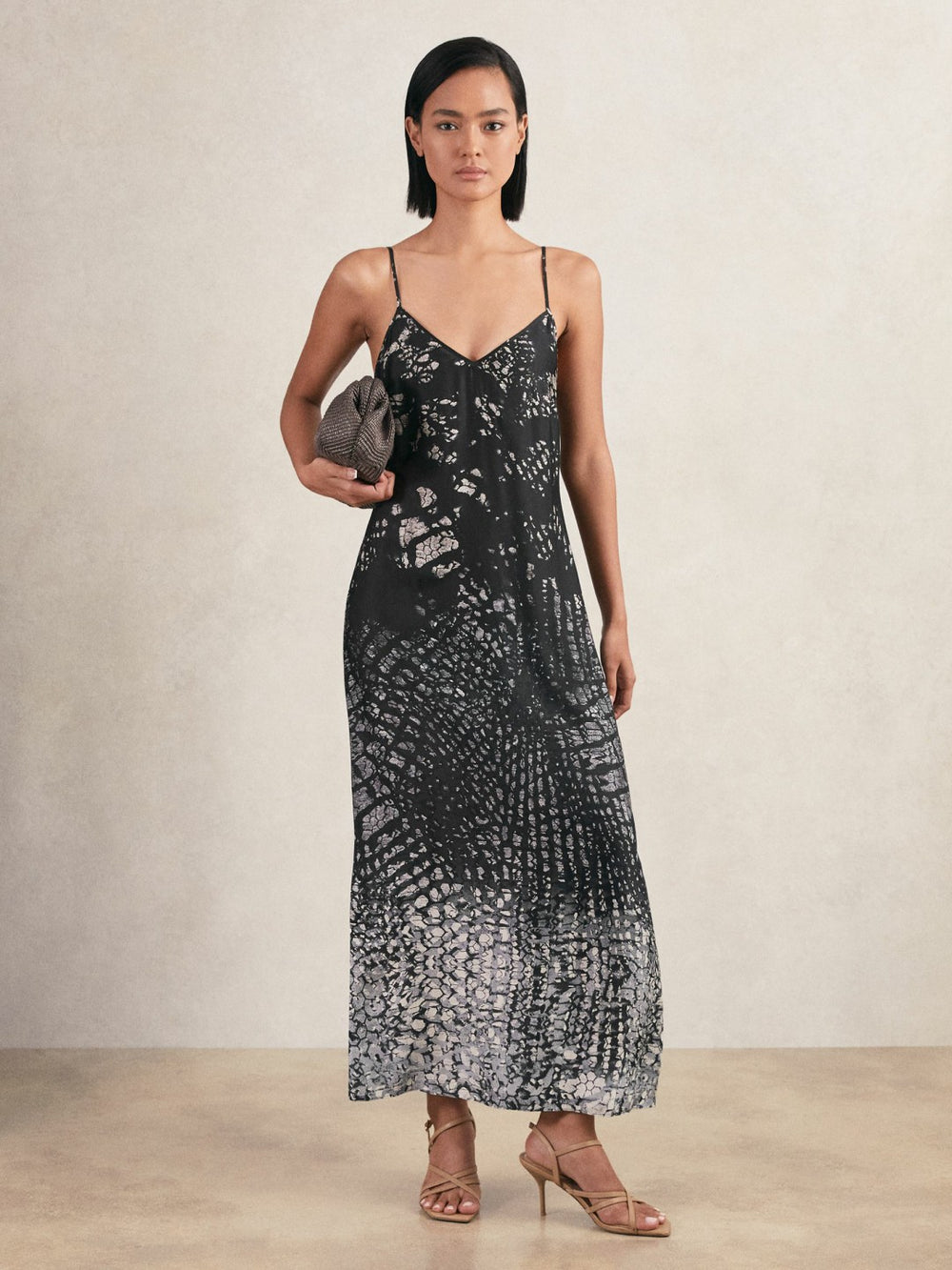 Printed Maxi Slip Dress Navy | Womens