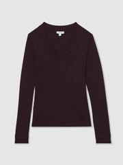 Jersey V-Neck Top Plum | Womens