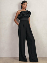 Sculptural Strapless Wide-Leg Jumpsuit Black | Womens