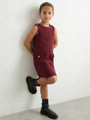 3-9 yrs Button-Detail Sleeveless Shift Dress Berry | Children