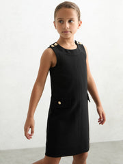 13-14 yrs Button-Detail Sleeveless Shift Dress Black | Children