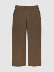 Linen Wide Leg Trousers Chocolate Brown | Womens
