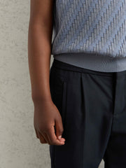 9-13 yrs Relaxed-Fit Pleated Tapered Trousers Navy | Children