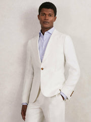 Slim Fit Lyocell Linen Single Breasted Suit Blazer White | Mens