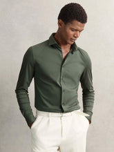 Cotton-Jersey Button-Through Shirt Kale Green | Mens