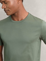 Airwater-Cotton Crew-Neck T-Shirt Kale Green | Mens
