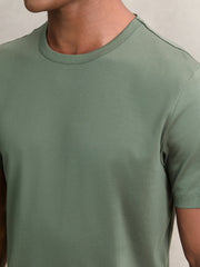 Airwater-Cotton Crew-Neck T-Shirt Kale Green | Mens