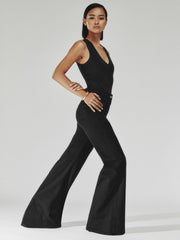Petite Patch-Pocket Flared Jeans Black | Womens