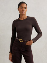 Cotton Crew-Neck Long-Sleeve T-Shirt With Stretch Plum Purple | Womens