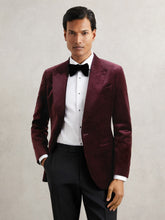 Single-Breasted Velvet Blazer Regular-Fit Bordeaux | Mens