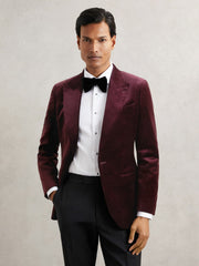 Single-Breasted Velvet Blazer Regular-Fit Bordeaux | Mens