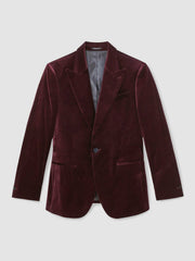 Single-Breasted Velvet Blazer Regular-Fit Bordeaux | Mens