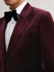 Single-Breasted Velvet Blazer Regular-Fit Bordeaux | Mens