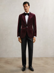 Single-Breasted Velvet Blazer Regular-Fit Bordeaux | Mens