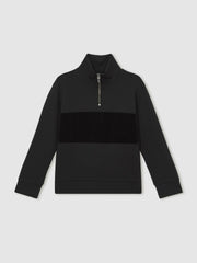 9-13 yrs Interlock Velour-Panel Zip Sweatshirt Black | Children