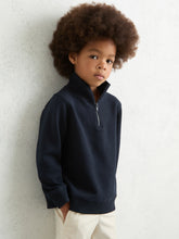 3-9 yrs Textured Half-Zip Sweatshirt with Cotton Navy | Children