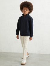 9-13 yrs Textured Half-Zip Sweatshirt with Cotton Navy | Children