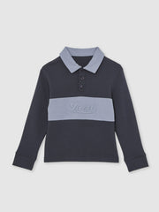 3-9 yrs Cotton Logo-Embroidery Rugby Polo Shirt Airforce Blue/Navy Blue | Children