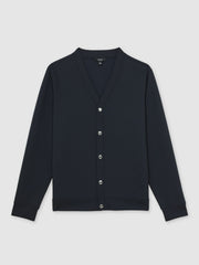 V-Neck Interlock Jersey Cardigan Navy | Mens
