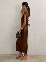Petite Back Detail Midi Dress Bronze | Womens