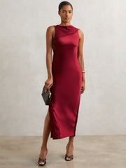 Petite Back Detail Midi Dress Red | Womens