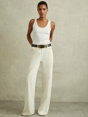 Stretch-Cotton Ribbed Vest White | Womens
