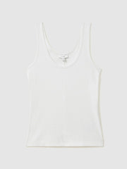 Stretch-Cotton Ribbed Vest White | Womens