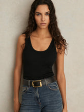 Stretch-Cotton Ribbed Vest Black | Womens