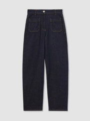 Petite Straight Leg Patch Pocket Jeans Dark Blue | Womens