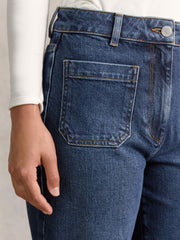 Petite Straight Leg Patch Pocket Jeans Mid Blue | Womens