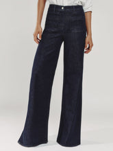 Petite Patch Pocket Wide Leg Jeans Dark Blue | Womens