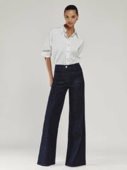 Petite Patch Pocket Wide Leg Jeans Dark Blue | Womens