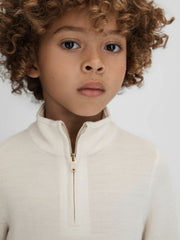 3-9 yrs Wool Half-Zip Funnel Neck Jumper Snow | Children