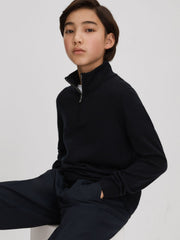 3-9 yrs Wool Half-Zip Funnel Neck Jumper Navy | Children