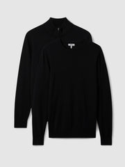 Pack of Two Merino Wool Jumpers Black | Mens