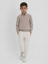 9-13 yrs Wool Half-Zip Funnel Neck Jumper Wheat Melange | Children
